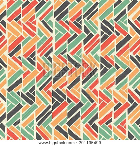 Abstract geometric seamless hand drawn pattern with tribal motifs. Modern texture. Colorful outlined background.