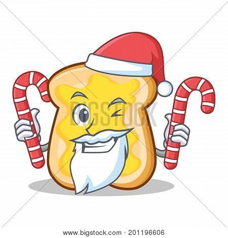 Santa with candy slice bread cartoon character vector art illustration