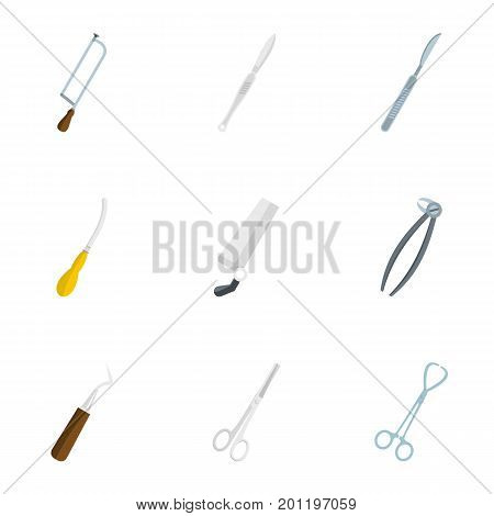 Surgery accessory icon set. Flat set of 9 surgery accessory vector icons for web isolated on white background