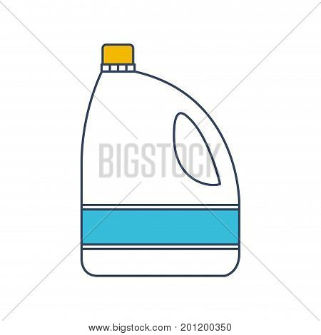 color blue and yellow sections silhouette of bleach clothes bottle vector illustration