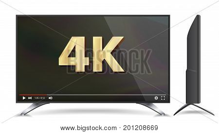 4k TV Vector Screen. UHD Sign. TV Ultra HD Resolution Format. Isolated Illustration