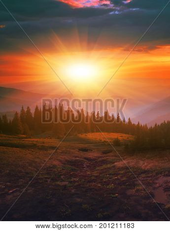 beautiful  summer sunrise landscape in the mountains, Europe travel, national park, wonderful world, wallpaper background landscape