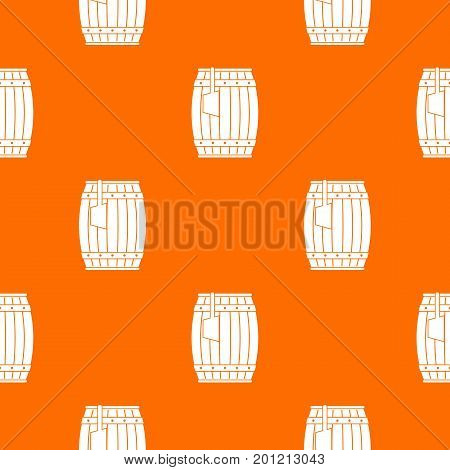 Wooden barrel with ladle pattern repeat seamless in orange color for any design. Vector geometric illustration