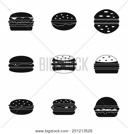 Cheeseburger food icon set. Simple set of 9 cheeseburger food vector icons for web isolated on white background