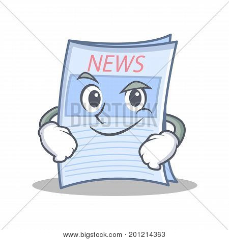 Smirking newspaper character cartoon style vector illustration