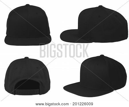 Blank cap,hat 4 view set color black