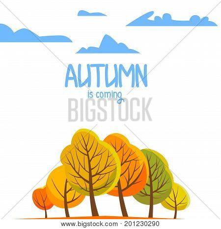 Autumn brochure for your design. Flat illustration. Autumn landscape. Vector illustration.