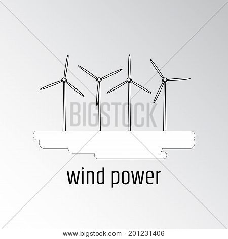 Vector illustration of wind turbine. Linear design