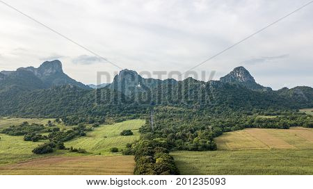 Aerial View Road to Wat Weyru Wan Temple Province Lopburi Thailand Unseen Lopburi