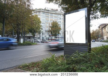 Blank billboard or white poster for advertising in Turin, Italy