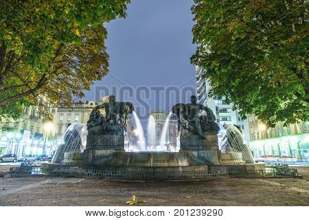 Landscape view of Turin with some trees in autumn season