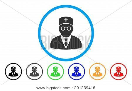 Main Physician rounded icon. Vector illustration style is a flat iconic symbol inside a circle, with black, grey, green, blue, orange, red color versions. Designed for web and software interfaces.