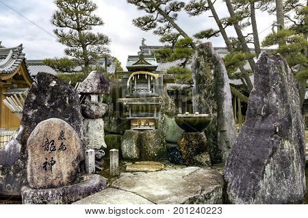 JAPAN, MIYAJIMA, APRIL, 06, 2017 - The centuries-old Itsukushima Shrine on Miyajima is the source of both the island`s fame and its name. It is in the city of Hatsukaichi in Hiroshima Prefecture in Japan.