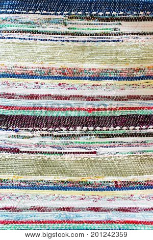 Handmade Woven Runner With Fabric Scrap