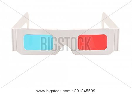 Pair of 3-D glasses isolated on white background