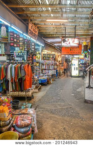 Bangkok, Thailand - August 23, 2017: People walking along the busy streets of Khao San Road in Bangkok, Thailand.