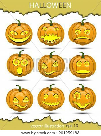 Vector set of pumpkins in honor of Halloween