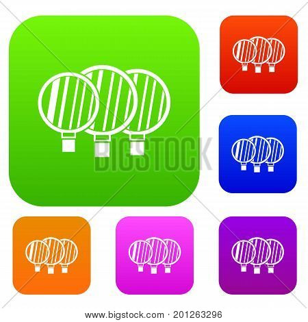 Camera lenses set icon in different colors isolated vector illustration. Premium collection