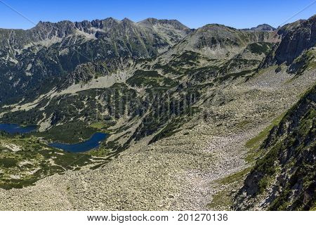 Amazing Landscape of Vasilashki lakes and Polezhan peak, Pirin Mountain, Bulgaria