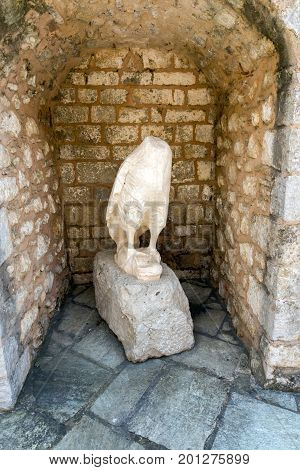 Ancient Sculpture in the castle of Lamia City, Central Greece