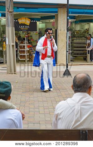 Street Actor Dressed Like Elvis On Calcadao De Londrina