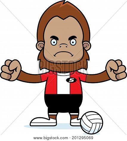 Cartoon Angry Volleyball Player Sasquatch