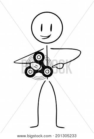 Stick figure with spinner drawing on a white background