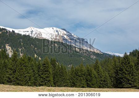 Panoramic view of Alps the highest and most extensive mountain range system that lies entirely in Europe