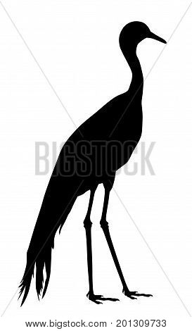 Vector illustration of blue crane silhouette  on white background