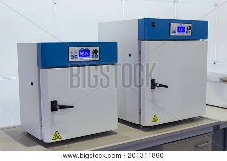 Medical sterilization cupboards on the table. Medicine