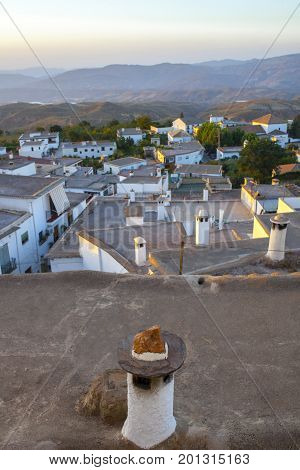 Village of Yegen at rising in the Alpujarras mountains Andalucia Spain. It was home of author Gerald Brenan