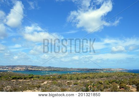 Terrestrial paradise in the Mediterranean. Archipelago of Maddalena, Caprera Island. Corner of the picturesque paradise in the Mediterranean Sea, natural park and pristine with lovely beaches, clear and blue sea with special rocks and mountains