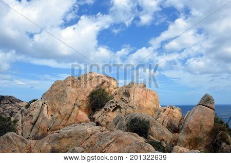 Terrestrial paradise in the Mediterranean. Archipelago of Maddalena, Caprera Island. Corner of the picturesque paradise in the Mediterranean Sea, natural park and pristine with lovely beaches, clear and blue sea with special rocks and mountains