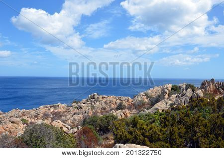 Terrestrial paradise in the Mediterranean. Archipelago of Maddalena, Caprera Island. Corner of the picturesque paradise in the Mediterranean Sea, natural park and pristine with lovely beaches, clear and blue sea with special rocks and mountains