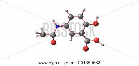 Mesalazine or mesalamine is an aminosalicylate anti-inflammatory drug used to treat inflammatory bowel disease including ulcerative colitis. 3d illustration