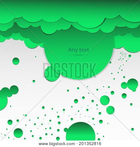 Abstract vector background with circles in green clouds