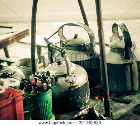 an iconic traditional drink kettle from indonesia angkringan jogja indonesia java