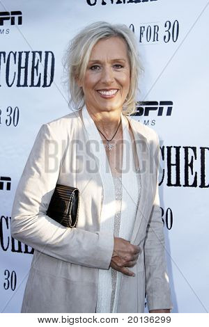 NEW YORK - elokuu 26: Entinen tennis urheilija Martina Navratilova osallistuu ESPN elokuvia 