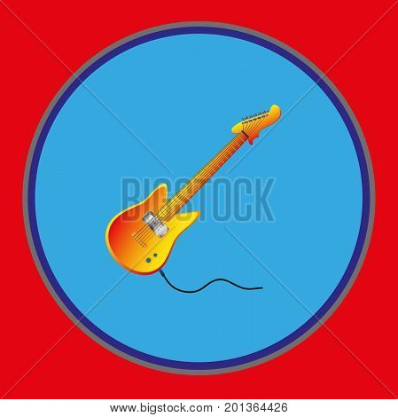 Electric guitar. Emblem sticker , template . Vector illustration  Musical instrument