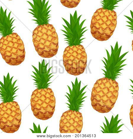 Pineapple seamless pattern background . Illustration pineapple tropical fresh fruit in cartoon style.