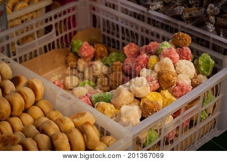 a bakpia and geplak traditional exotic food from jogja yogyakarta indonesia java