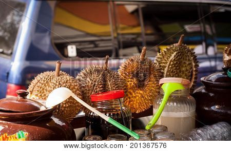 a durian ice street food in mailoboro jogja yogyakarta in indonesia java