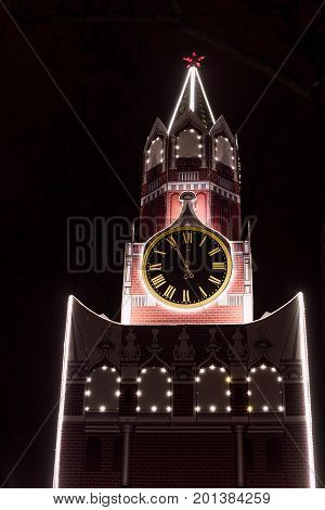 Lighting Decoration As Landmarks Of The World In The City Of Gomel During New Year Festival Celebrat