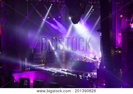 Cluj-Napoca, Romania - August 3, 2017: Crowd having fun at Dannic, a Dutch DJ and EDM producer, live concert at Untold Festival, the Best Major Music Festival of Europe