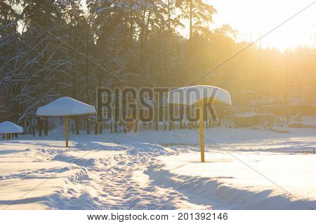 Beach Shelter In The Snow