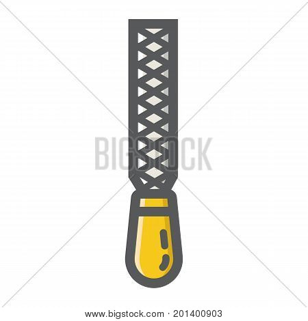 Rasp filled outline icon, build and repair, file sign vector graphics, a colorful line pattern on a white background, eps 10.
