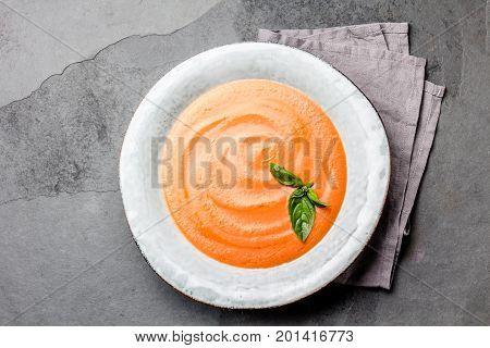 Traditional Spanish Andalusian Tomato Cream Soup - Salmorejo. Salmorejo Or Gazpacho Cream Soup On Gr