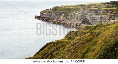 Dorset coast scene at Portland UK overlooking English channel