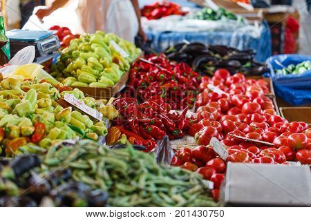 market sell some vegetables from local fermers