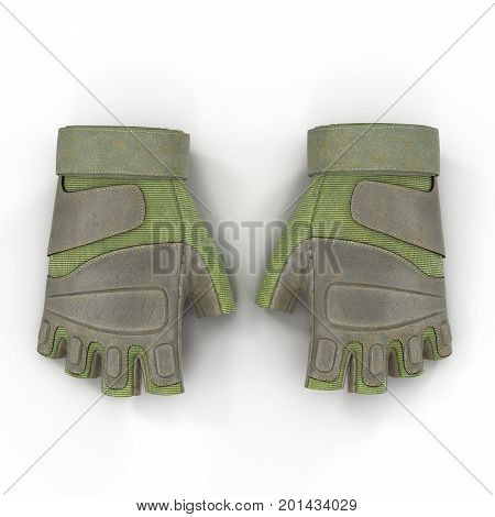 Outdoor Blackhawk short finger gloves US Soldier on white background. Top view. 3D illustration